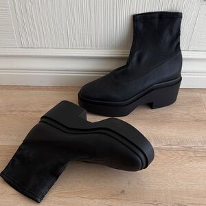 CLEROERIE Black Women's Platform Ankle Boots 6 1/2 36 1/2 Faux Leather